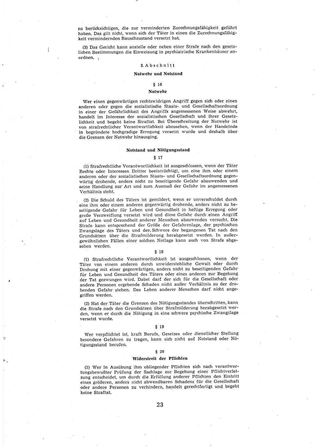Entwurf des Strafgesetzbuches (StGB) der Deutschen Demokratischen Republik (DDR) 1967, Seite 23 (Entw. StGB DDR 1967, S. 23)