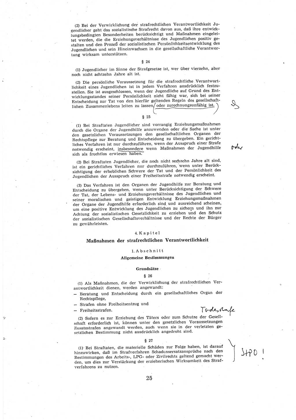 Entwurf des Strafgesetzbuches (StGB) der Deutschen Demokratischen Republik (DDR) 1967, Seite 25 (Entw. StGB DDR 1967, S. 25)