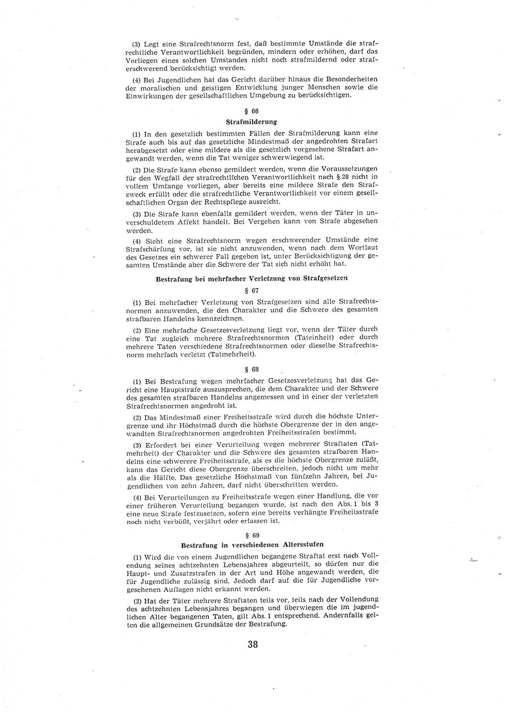 Entwurf des Strafgesetzbuches (StGB) der Deutschen Demokratischen Republik (DDR) 1967, Seite 38 (Entw. StGB DDR 1967, S. 38)