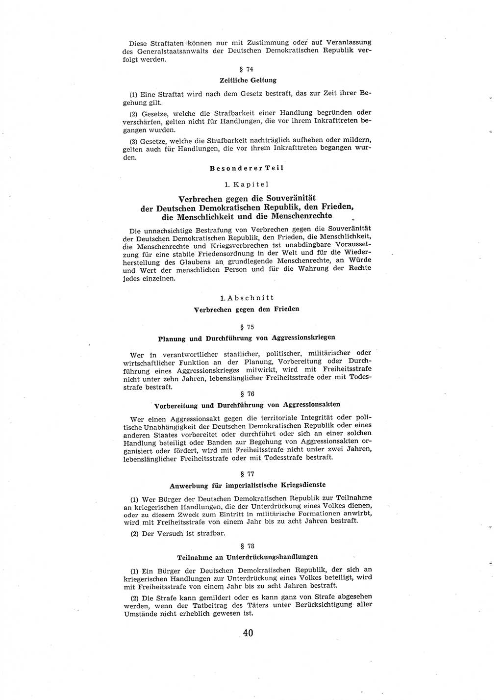 Entwurf des Strafgesetzbuches (StGB) der Deutschen Demokratischen Republik (DDR) 1967, Seite 40 (Entw. StGB DDR 1967, S. 40)