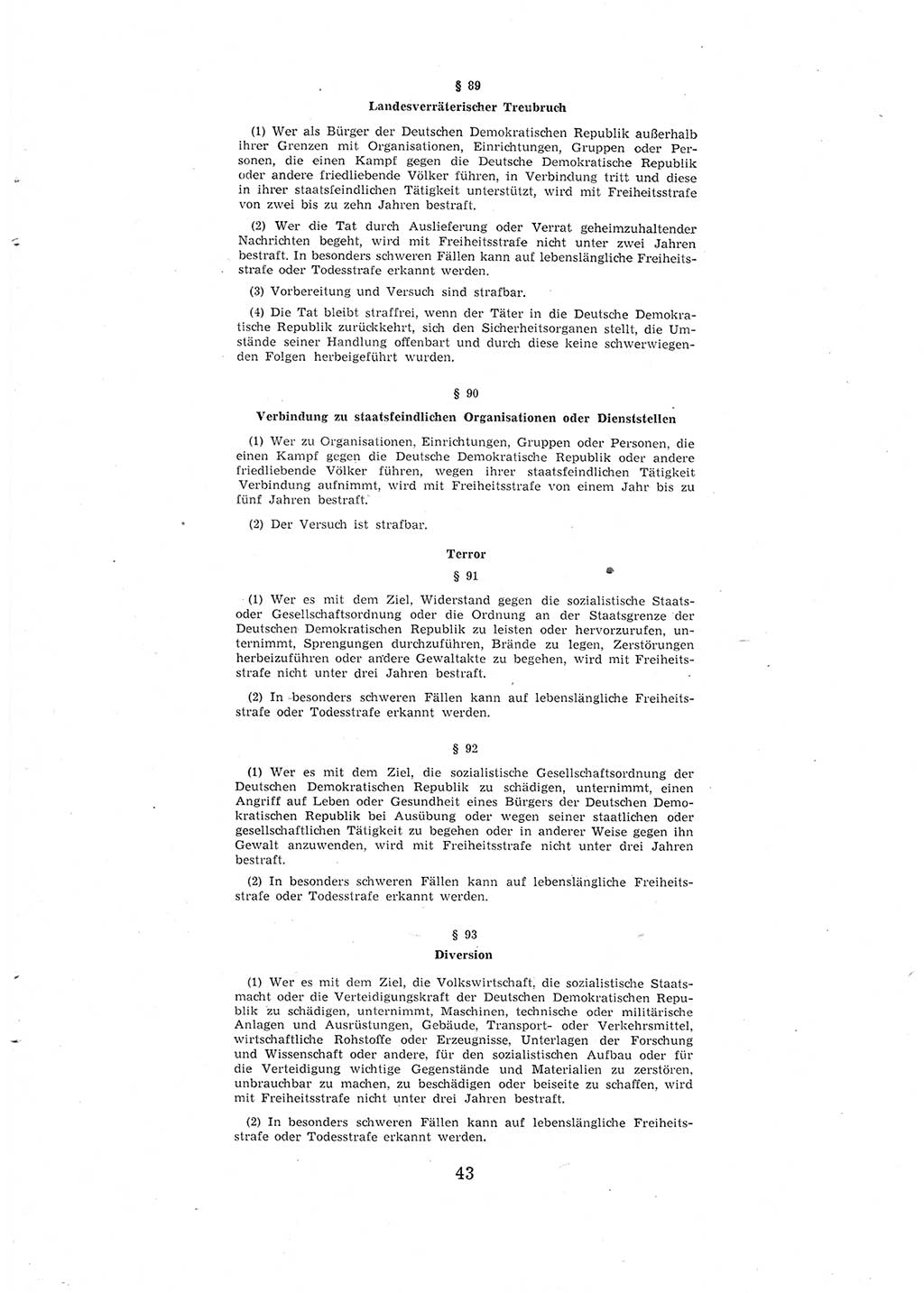 Entwurf des Strafgesetzbuches (StGB) der Deutschen Demokratischen Republik (DDR) 1967, Seite 43 (Entw. StGB DDR 1967, S. 43)