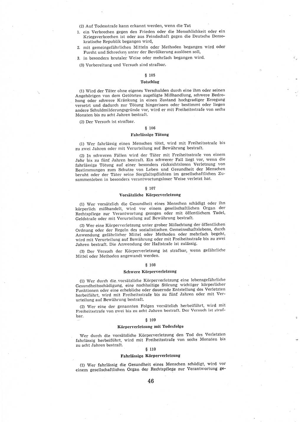 Entwurf des Strafgesetzbuches (StGB) der Deutschen Demokratischen Republik (DDR) 1967, Seite 46 (Entw. StGB DDR 1967, S. 46)