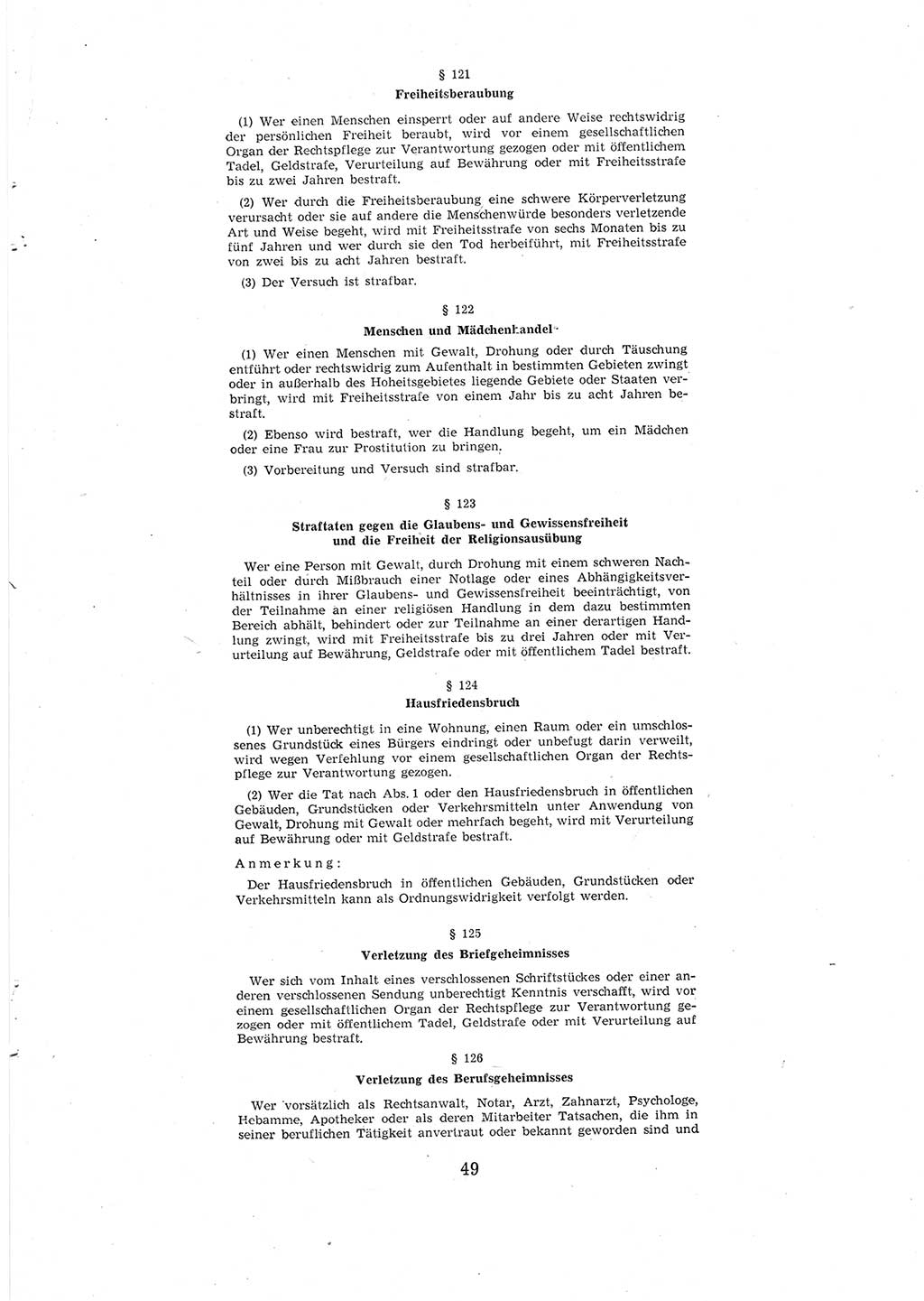 Entwurf des Strafgesetzbuches (StGB) der Deutschen Demokratischen Republik (DDR) 1967, Seite 49 (Entw. StGB DDR 1967, S. 49)