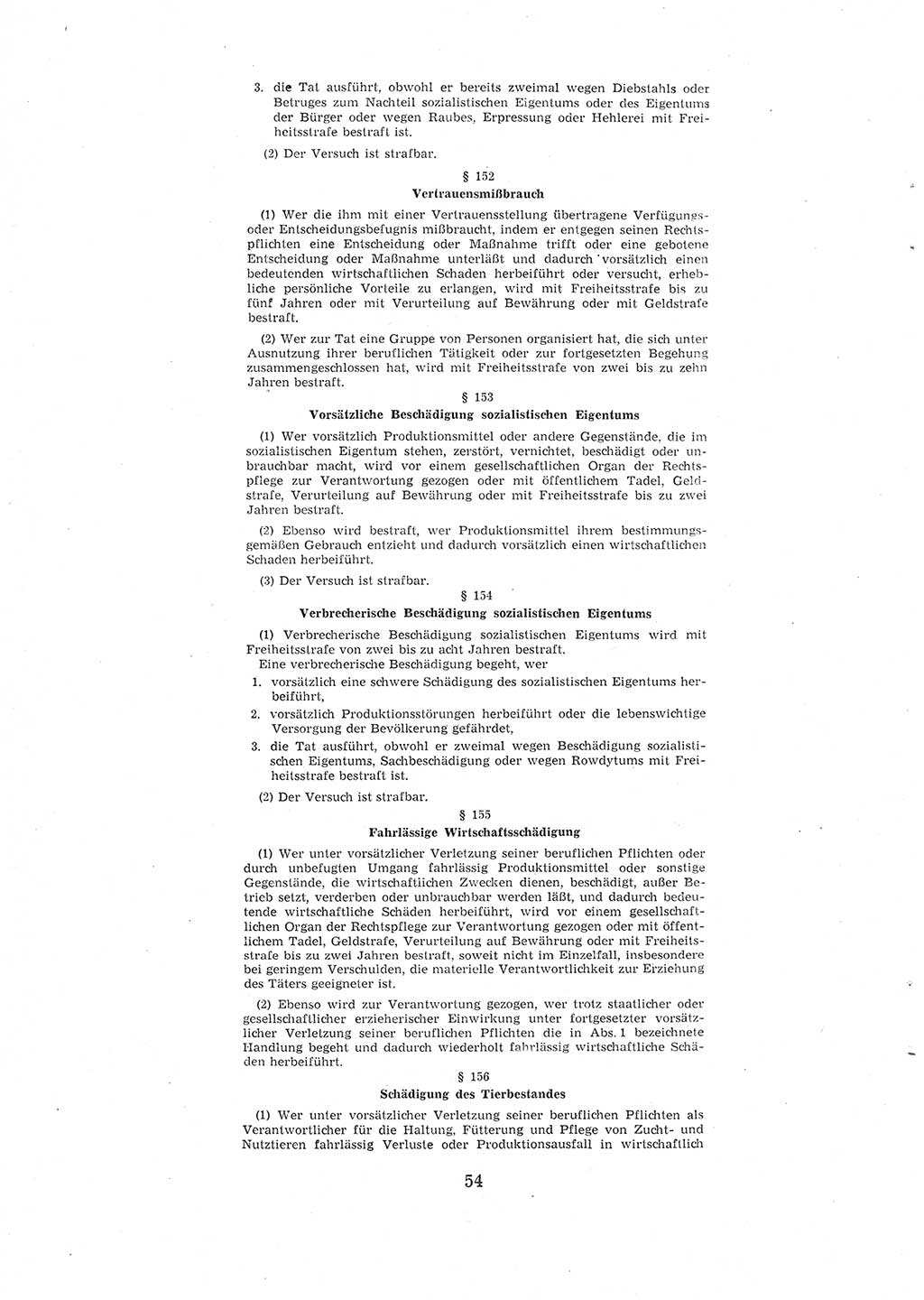 Entwurf des Strafgesetzbuches (StGB) der Deutschen Demokratischen Republik (DDR) 1967, Seite 54 (Entw. StGB DDR 1967, S. 54)