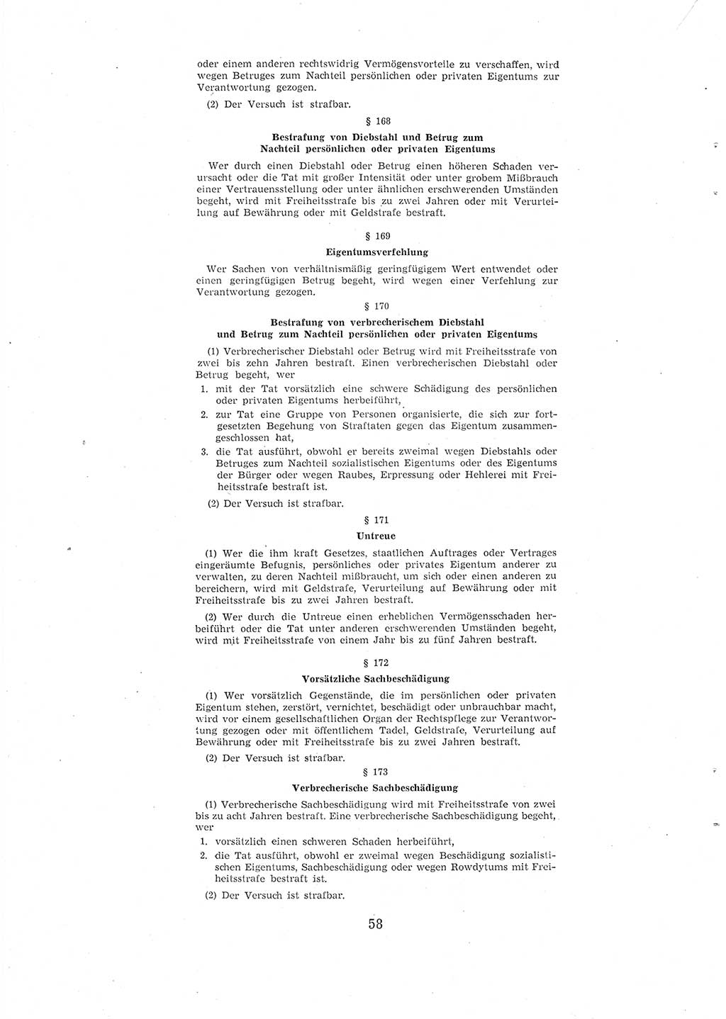 Entwurf des Strafgesetzbuches (StGB) der Deutschen Demokratischen Republik (DDR) 1967, Seite 58 (Entw. StGB DDR 1967, S. 58)