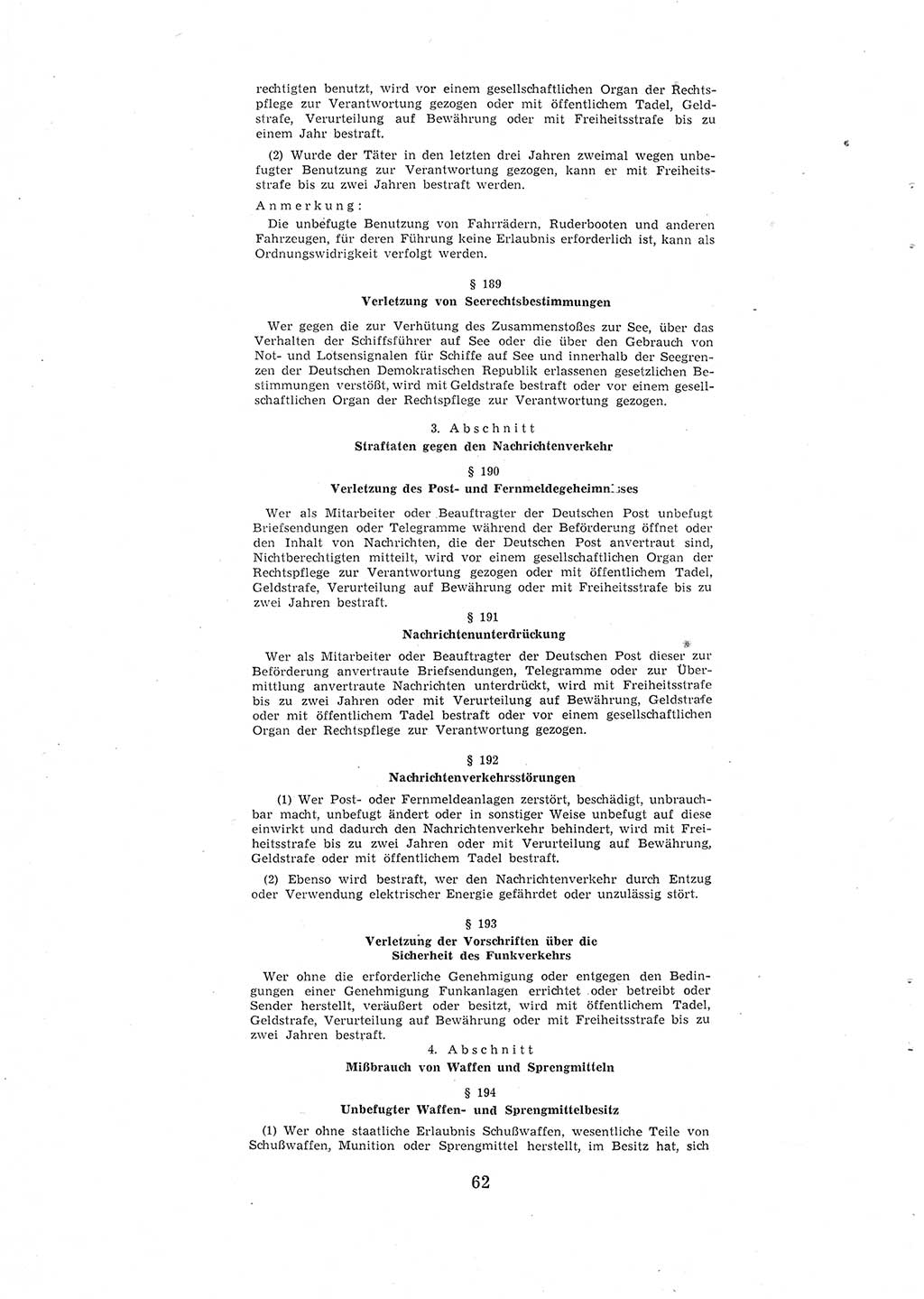 Entwurf des Strafgesetzbuches (StGB) der Deutschen Demokratischen Republik (DDR) 1967, Seite 62 (Entw. StGB DDR 1967, S. 62)