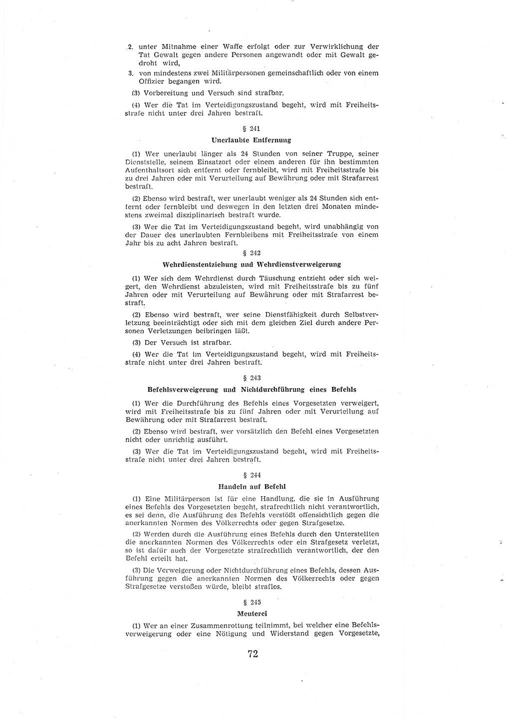 Entwurf des Strafgesetzbuches (StGB) der Deutschen Demokratischen Republik (DDR) 1967, Seite 72 (Entw. StGB DDR 1967, S. 72)