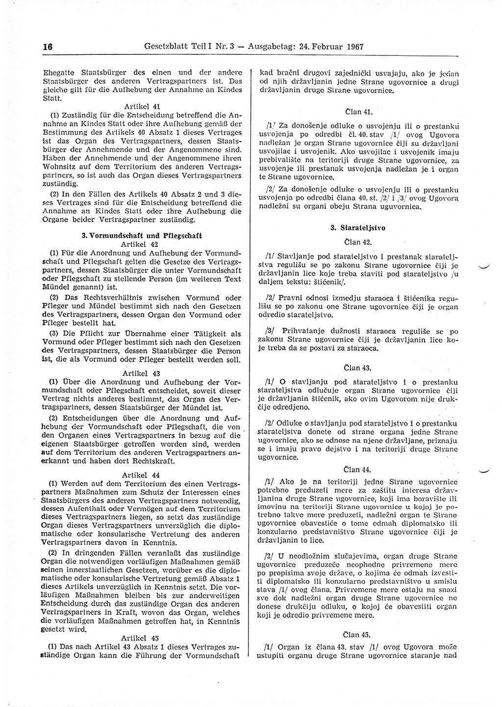 Gesetzblatt (GBl.) der Deutschen Demokratischen Republik (DDR) Teil Ⅰ 1967, Seite 16 (GBl. DDR Ⅰ 1967, S. 16)