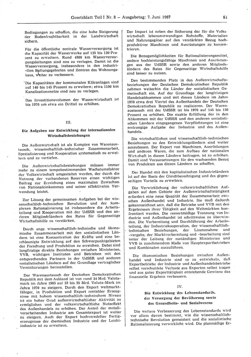 Gesetzblatt (GBl.) der Deutschen Demokratischen Republik (DDR) Teil Ⅰ 1967, Seite 81 (GBl. DDR Ⅰ 1967, S. 81)