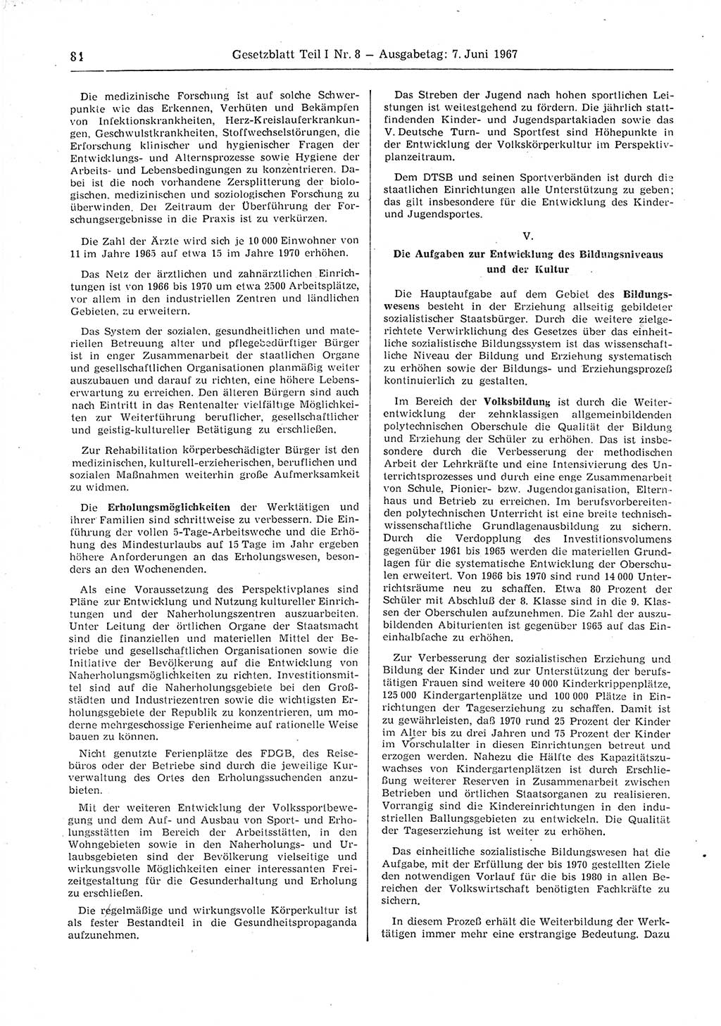 Gesetzblatt (GBl.) der Deutschen Demokratischen Republik (DDR) Teil Ⅰ 1967, Seite 84 (GBl. DDR Ⅰ 1967, S. 84)