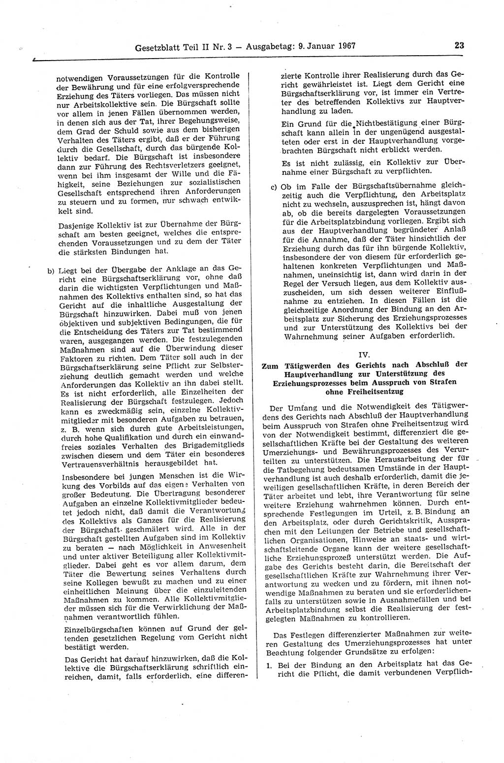 Gesetzblatt (GBl.) der Deutschen Demokratischen Republik (DDR) Teil ⅠⅠ 1967, Seite 23 (GBl. DDR ⅠⅠ 1967, S. 23)