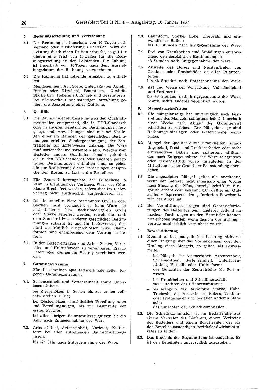 Gesetzblatt (GBl.) der Deutschen Demokratischen Republik (DDR) Teil ⅠⅠ 1967, Seite 26 (GBl. DDR ⅠⅠ 1967, S. 26)