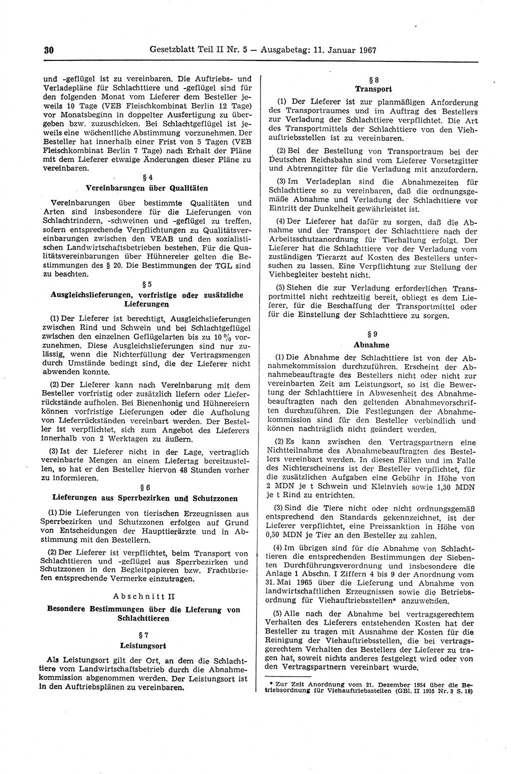 Gesetzblatt (GBl.) der Deutschen Demokratischen Republik (DDR) Teil ⅠⅠ 1967, Seite 30 (GBl. DDR ⅠⅠ 1967, S. 30)