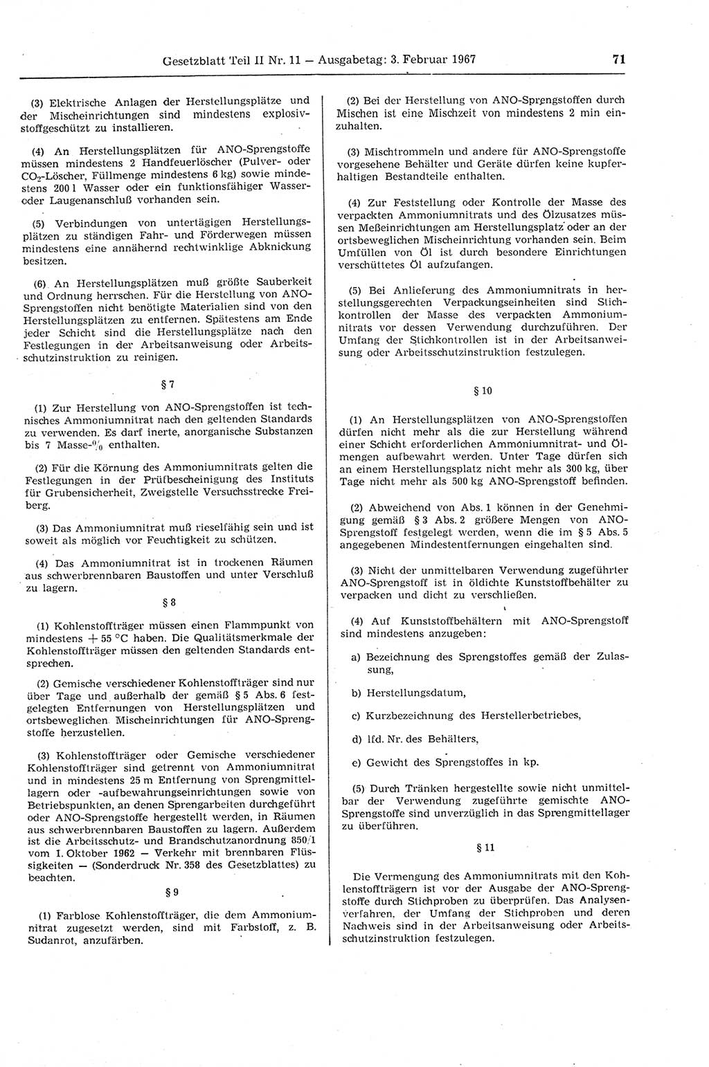 Gesetzblatt (GBl.) der Deutschen Demokratischen Republik (DDR) Teil ⅠⅠ 1967, Seite 71 (GBl. DDR ⅠⅠ 1967, S. 71)