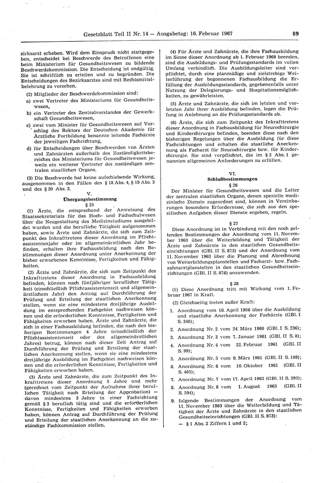 Gesetzblatt (GBl.) der Deutschen Demokratischen Republik (DDR) Teil ⅠⅠ 1967, Seite 89 (GBl. DDR ⅠⅠ 1967, S. 89)