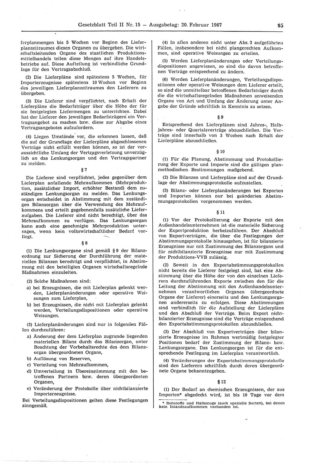 Gesetzblatt (GBl.) der Deutschen Demokratischen Republik (DDR) Teil ⅠⅠ 1967, Seite 95 (GBl. DDR ⅠⅠ 1967, S. 95)