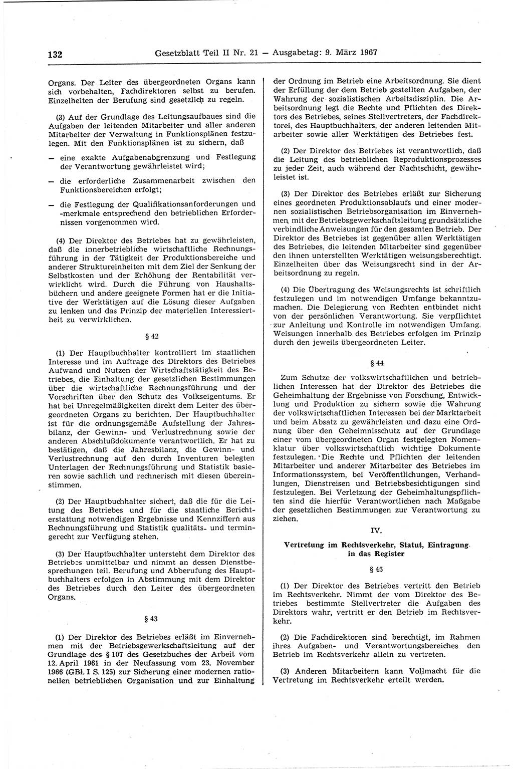 Gesetzblatt (GBl.) der Deutschen Demokratischen Republik (DDR) Teil ⅠⅠ 1967, Seite 132 (GBl. DDR ⅠⅠ 1967, S. 132)