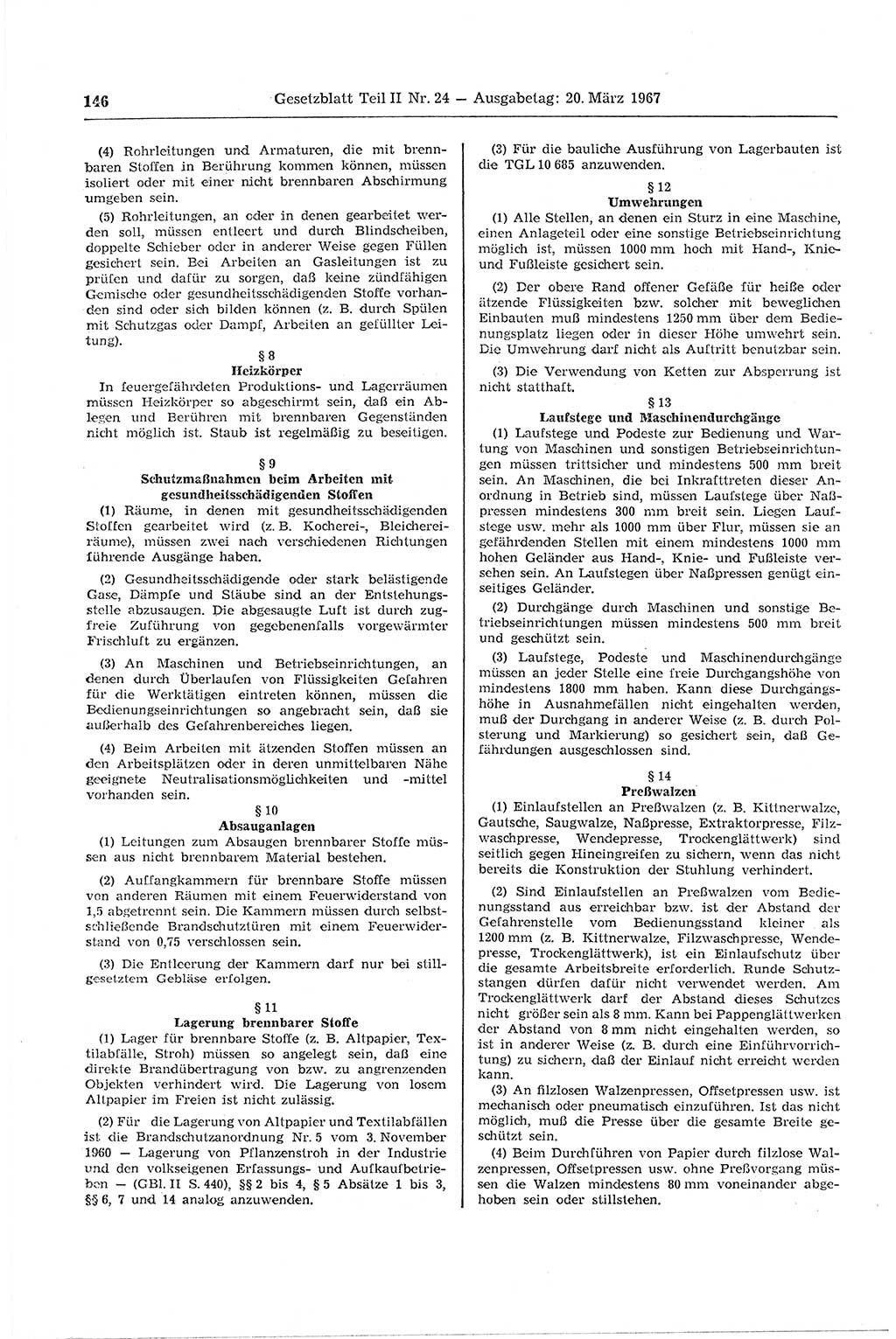 Gesetzblatt (GBl.) der Deutschen Demokratischen Republik (DDR) Teil ⅠⅠ 1967, Seite 146 (GBl. DDR ⅠⅠ 1967, S. 146)