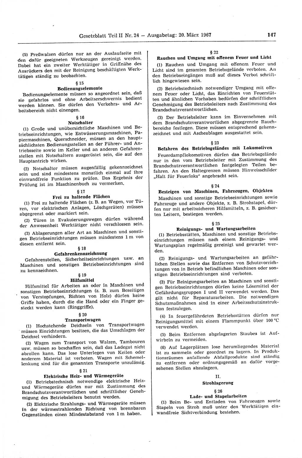 Gesetzblatt (GBl.) der Deutschen Demokratischen Republik (DDR) Teil ⅠⅠ 1967, Seite 147 (GBl. DDR ⅠⅠ 1967, S. 147)