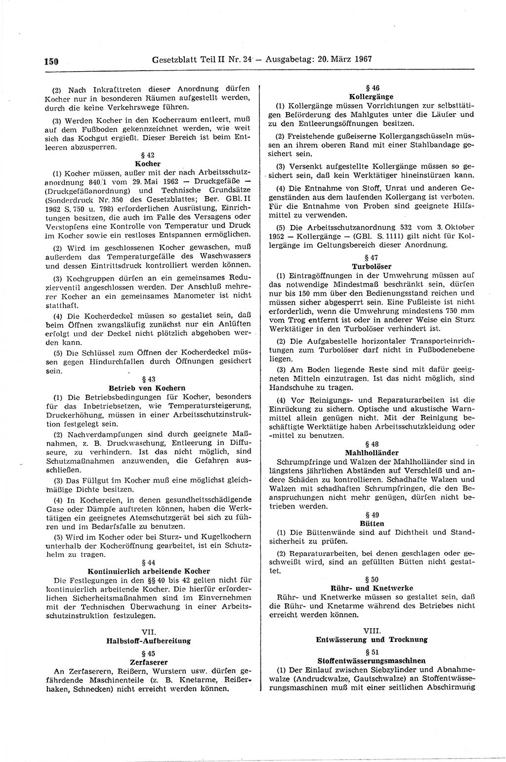 Gesetzblatt (GBl.) der Deutschen Demokratischen Republik (DDR) Teil ⅠⅠ 1967, Seite 150 (GBl. DDR ⅠⅠ 1967, S. 150)