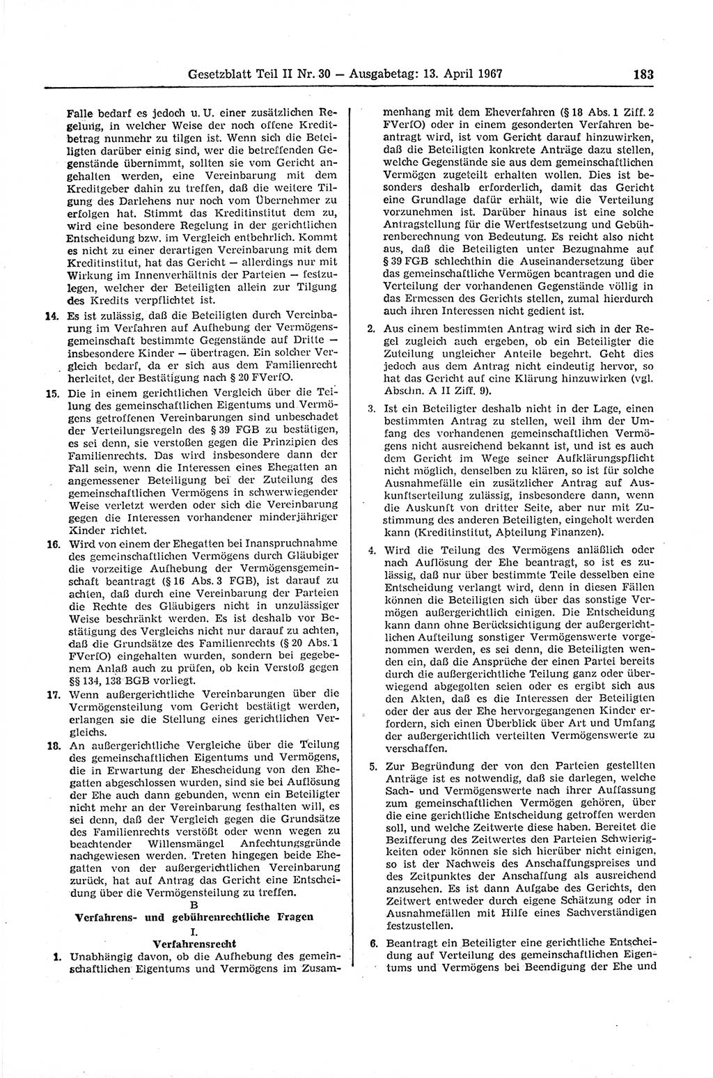 Gesetzblatt (GBl.) der Deutschen Demokratischen Republik (DDR) Teil ⅠⅠ 1967, Seite 183 (GBl. DDR ⅠⅠ 1967, S. 183)