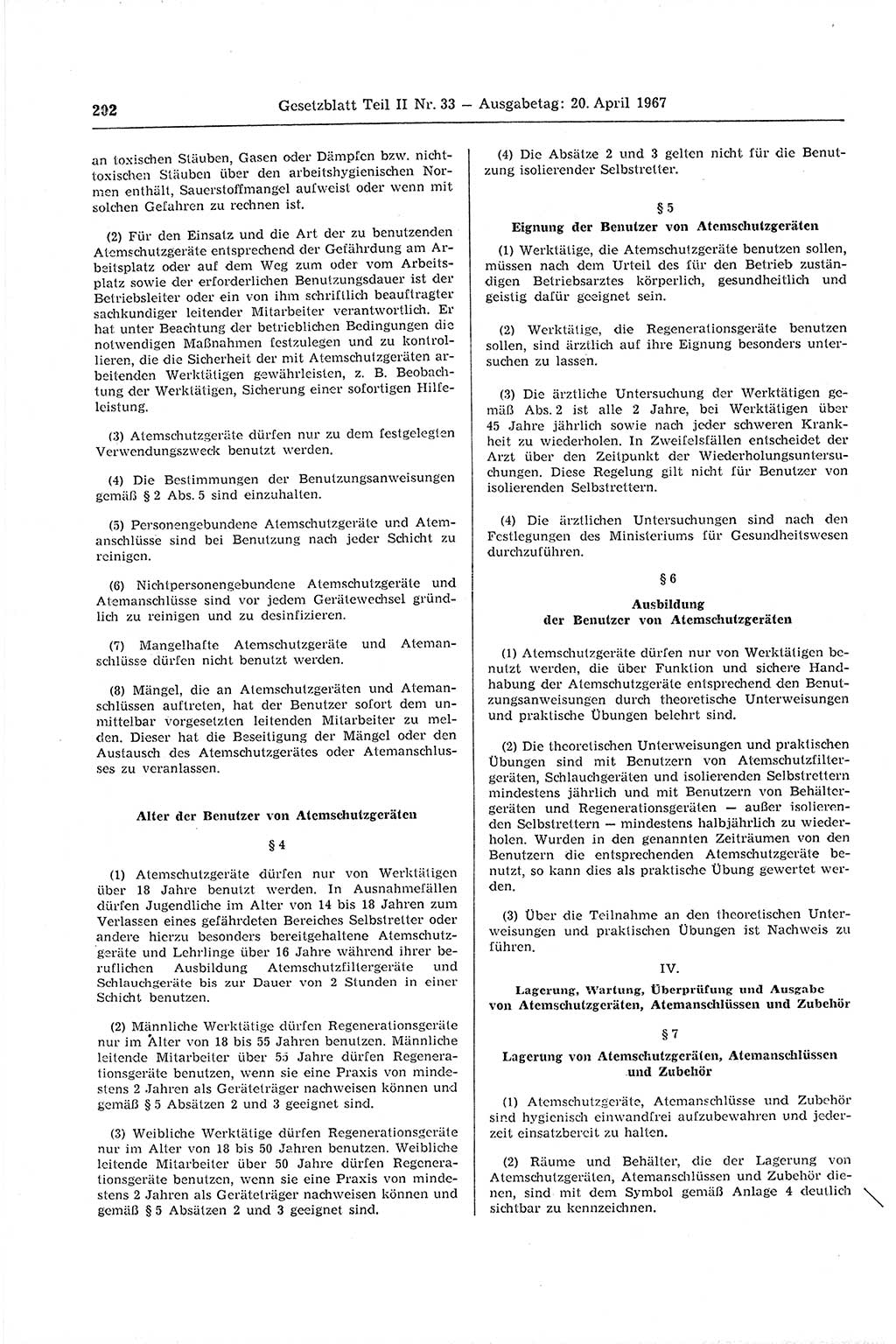 Gesetzblatt (GBl.) der Deutschen Demokratischen Republik (DDR) Teil ⅠⅠ 1967, Seite 202 (GBl. DDR ⅠⅠ 1967, S. 202)