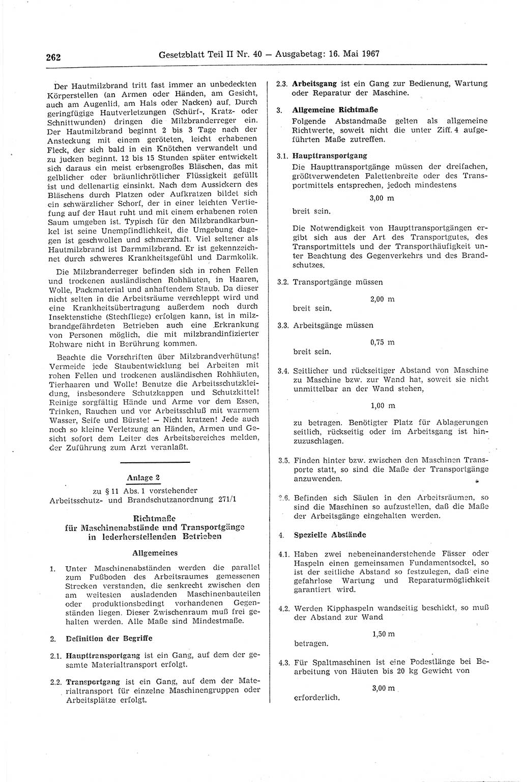 Gesetzblatt (GBl.) der Deutschen Demokratischen Republik (DDR) Teil ⅠⅠ 1967, Seite 262 (GBl. DDR ⅠⅠ 1967, S. 262)