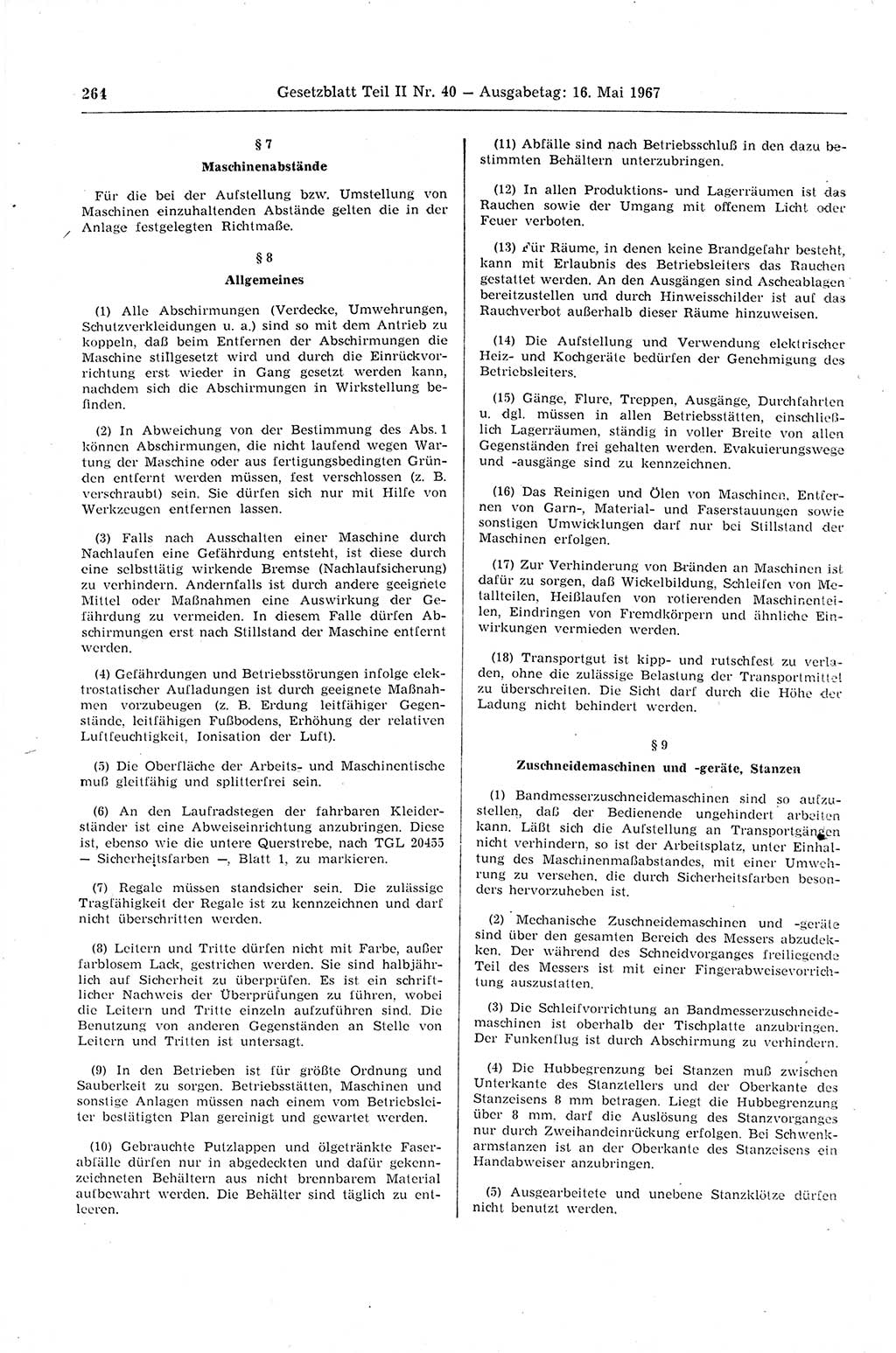 Gesetzblatt (GBl.) der Deutschen Demokratischen Republik (DDR) Teil ⅠⅠ 1967, Seite 264 (GBl. DDR ⅠⅠ 1967, S. 264)