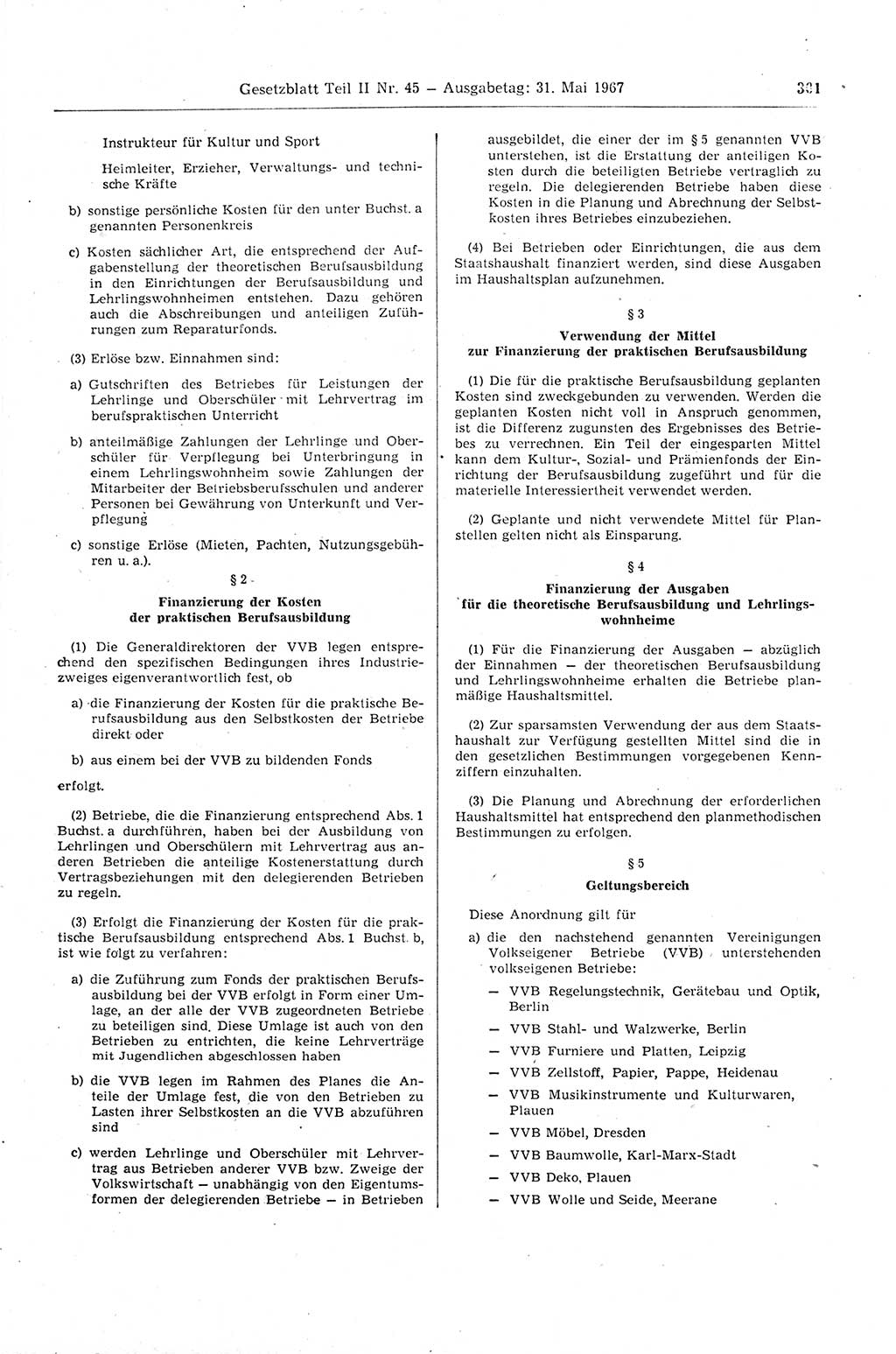 Gesetzblatt (GBl.) der Deutschen Demokratischen Republik (DDR) Teil ⅠⅠ 1967, Seite 301 (GBl. DDR ⅠⅠ 1967, S. 301)