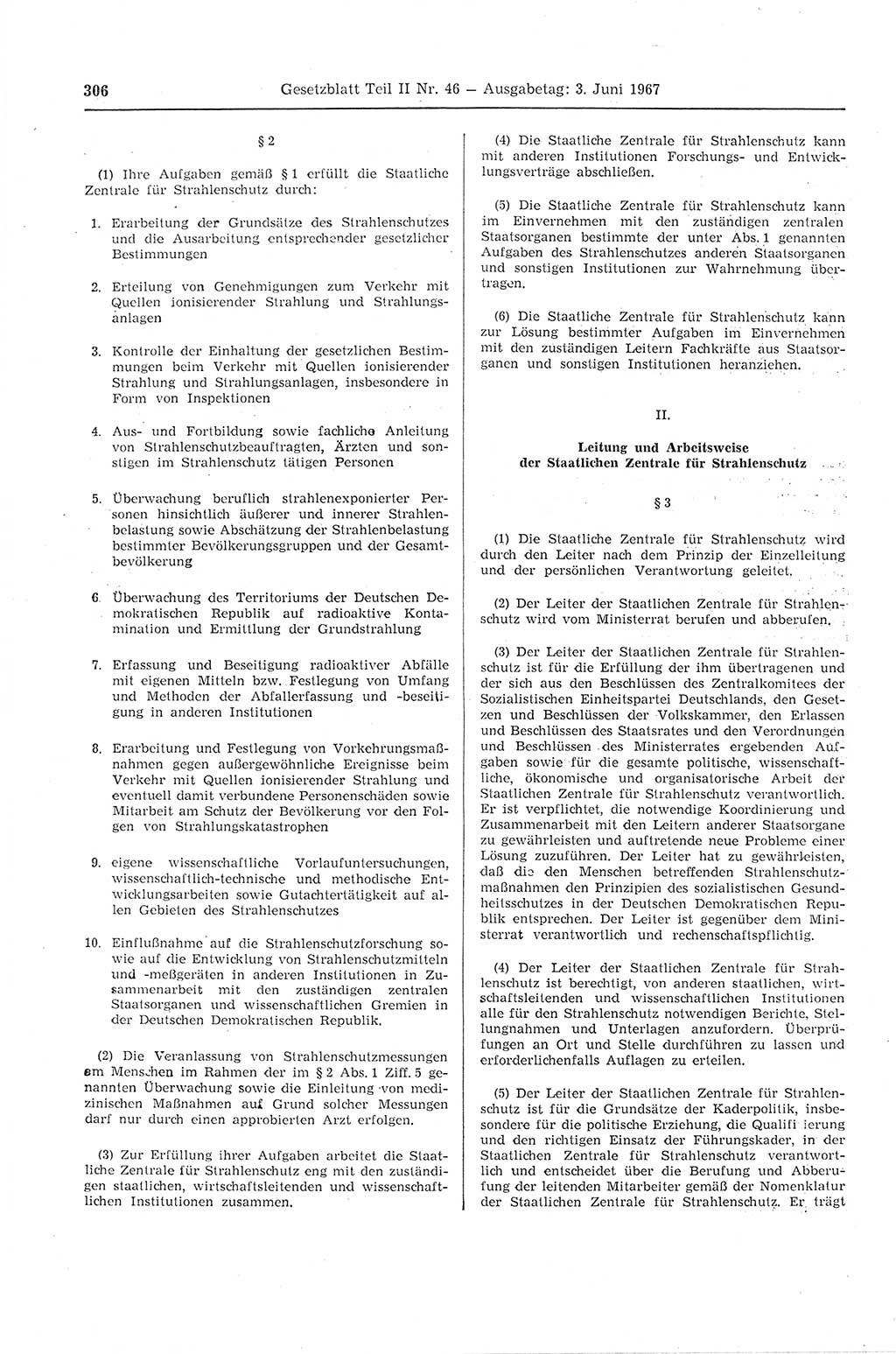 Gesetzblatt (GBl.) der Deutschen Demokratischen Republik (DDR) Teil ⅠⅠ 1967, Seite 306 (GBl. DDR ⅠⅠ 1967, S. 306)