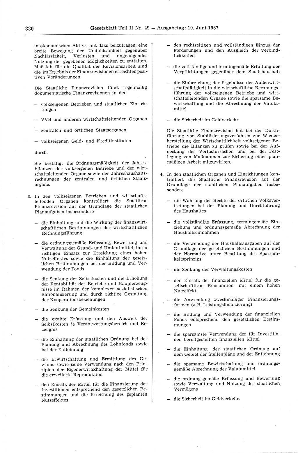 Gesetzblatt (GBl.) der Deutschen Demokratischen Republik (DDR) Teil ⅠⅠ 1967, Seite 330 (GBl. DDR ⅠⅠ 1967, S. 330)