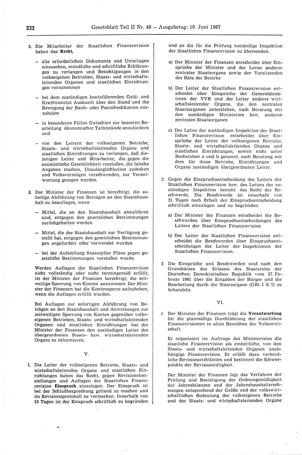 Gesetzblatt (GBl.) der Deutschen Demokratischen Republik (DDR) Teil ⅠⅠ 1967, Seite 332 (GBl. DDR ⅠⅠ 1967, S. 332)