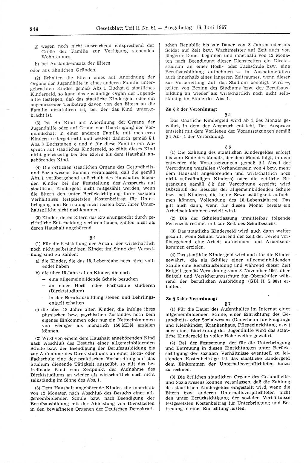 Gesetzblatt (GBl.) der Deutschen Demokratischen Republik (DDR) Teil ⅠⅠ 1967, Seite 346 (GBl. DDR ⅠⅠ 1967, S. 346)