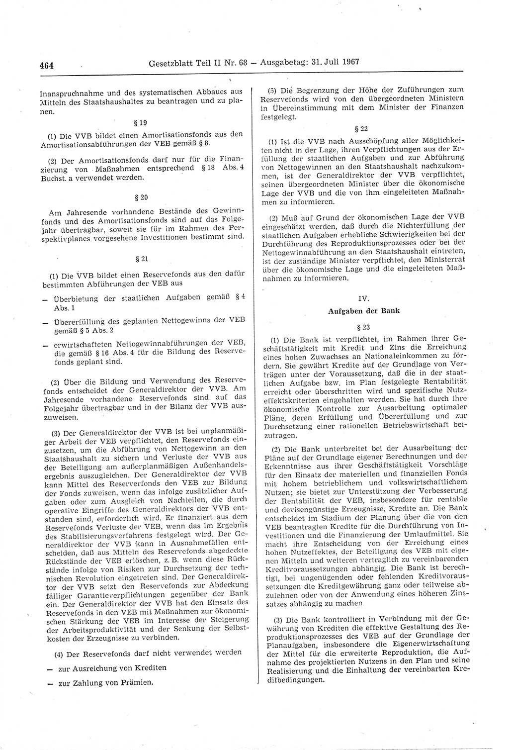 Gesetzblatt (GBl.) der Deutschen Demokratischen Republik (DDR) Teil ⅠⅠ 1967, Seite 464 (GBl. DDR ⅠⅠ 1967, S. 464)