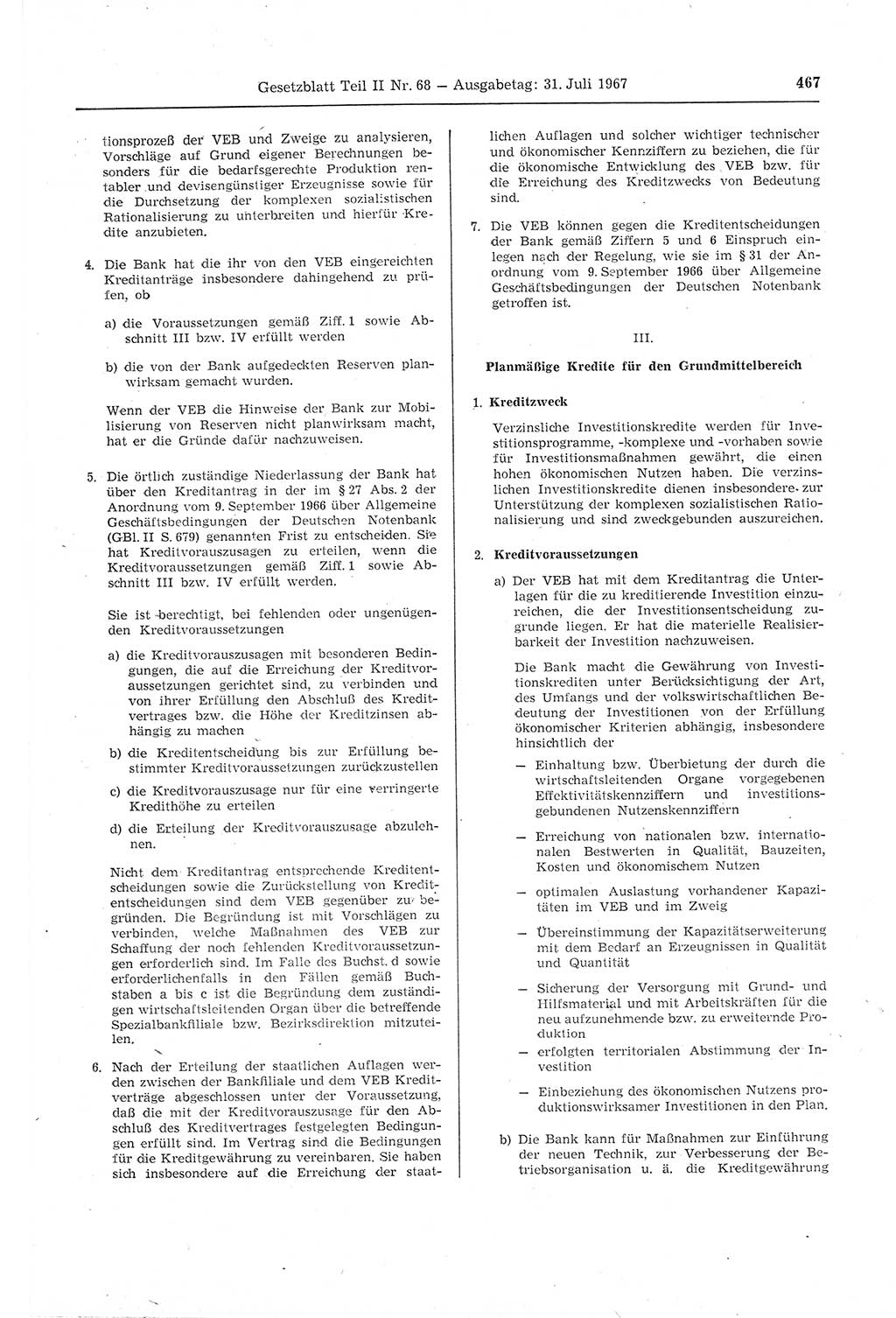 Gesetzblatt (GBl.) der Deutschen Demokratischen Republik (DDR) Teil ⅠⅠ 1967, Seite 467 (GBl. DDR ⅠⅠ 1967, S. 467)