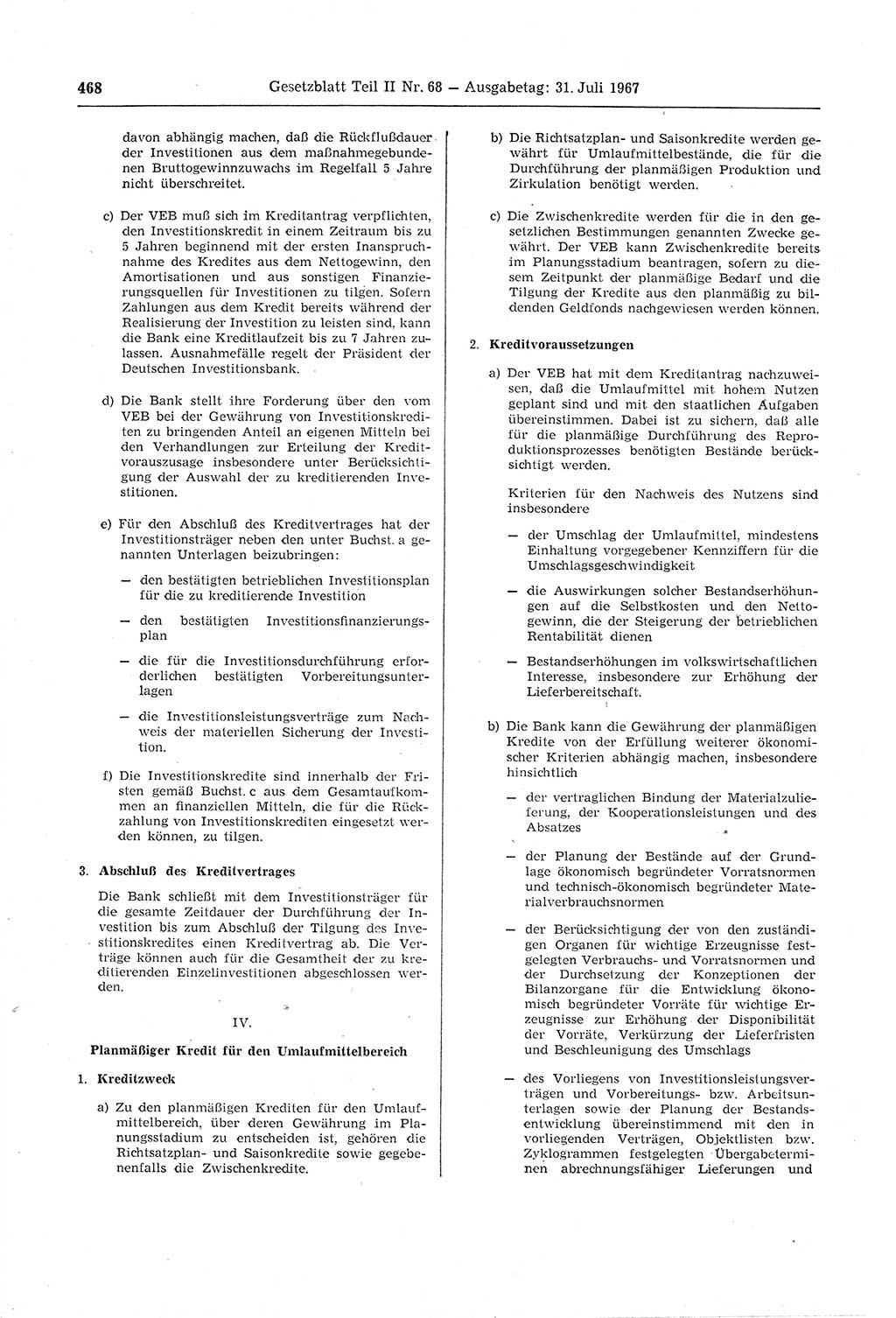 Gesetzblatt (GBl.) der Deutschen Demokratischen Republik (DDR) Teil ⅠⅠ 1967, Seite 468 (GBl. DDR ⅠⅠ 1967, S. 468)