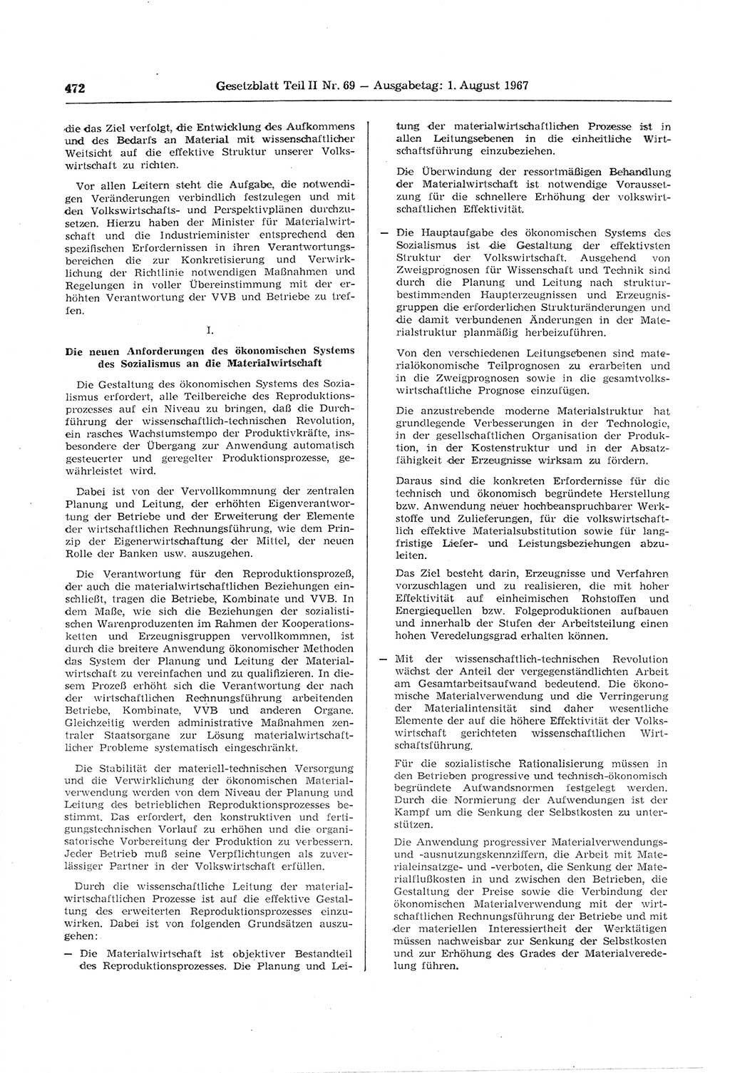 Gesetzblatt (GBl.) der Deutschen Demokratischen Republik (DDR) Teil ⅠⅠ 1967, Seite 472 (GBl. DDR ⅠⅠ 1967, S. 472)