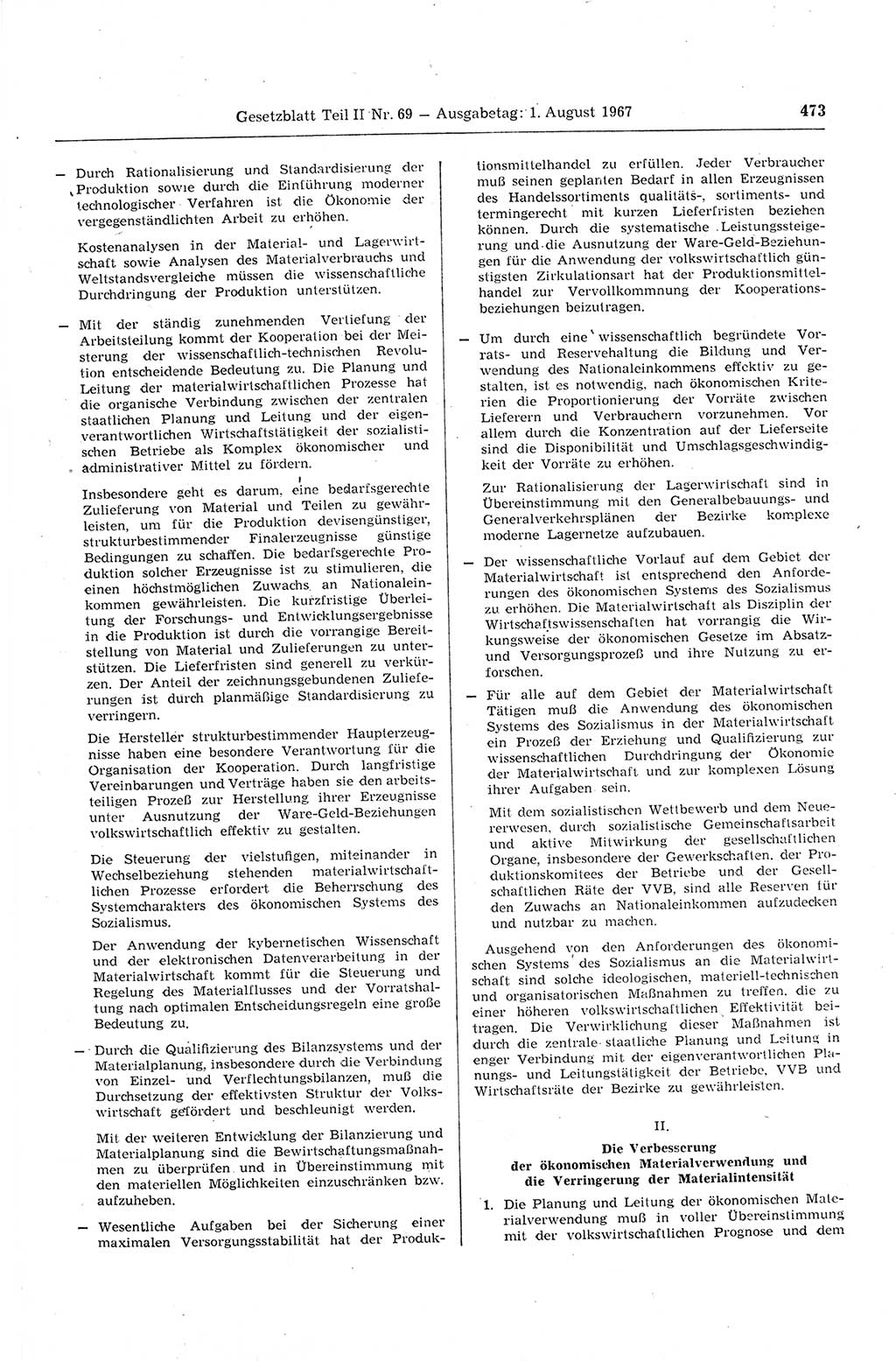 Gesetzblatt (GBl.) der Deutschen Demokratischen Republik (DDR) Teil ⅠⅠ 1967, Seite 473 (GBl. DDR ⅠⅠ 1967, S. 473)