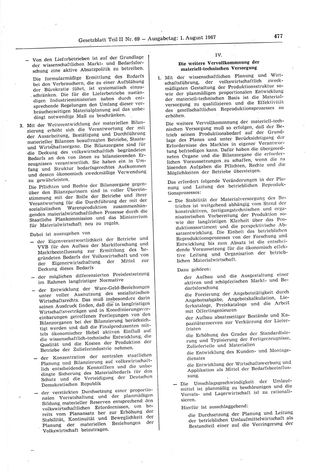 Gesetzblatt (GBl.) der Deutschen Demokratischen Republik (DDR) Teil ⅠⅠ 1967, Seite 477 (GBl. DDR ⅠⅠ 1967, S. 477)