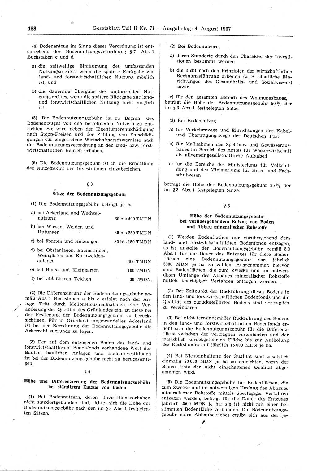 Gesetzblatt (GBl.) der Deutschen Demokratischen Republik (DDR) Teil ⅠⅠ 1967, Seite 488 (GBl. DDR ⅠⅠ 1967, S. 488)