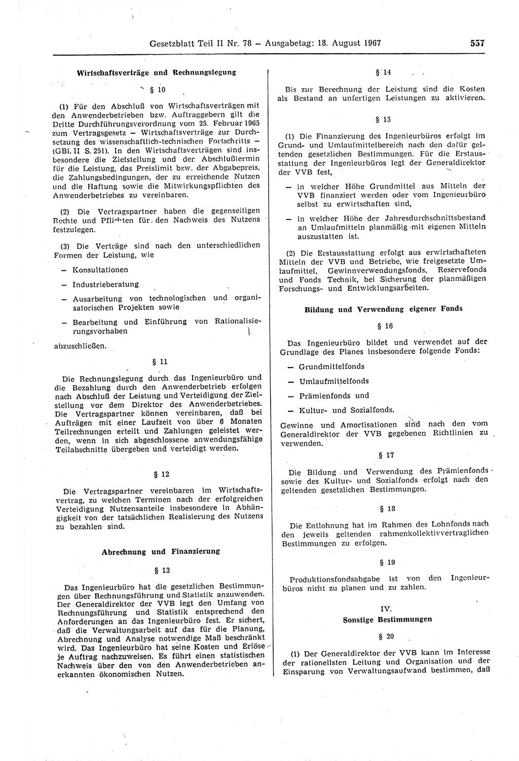 Gesetzblatt (GBl.) der Deutschen Demokratischen Republik (DDR) Teil ⅠⅠ 1967, Seite 557 (GBl. DDR ⅠⅠ 1967, S. 557)