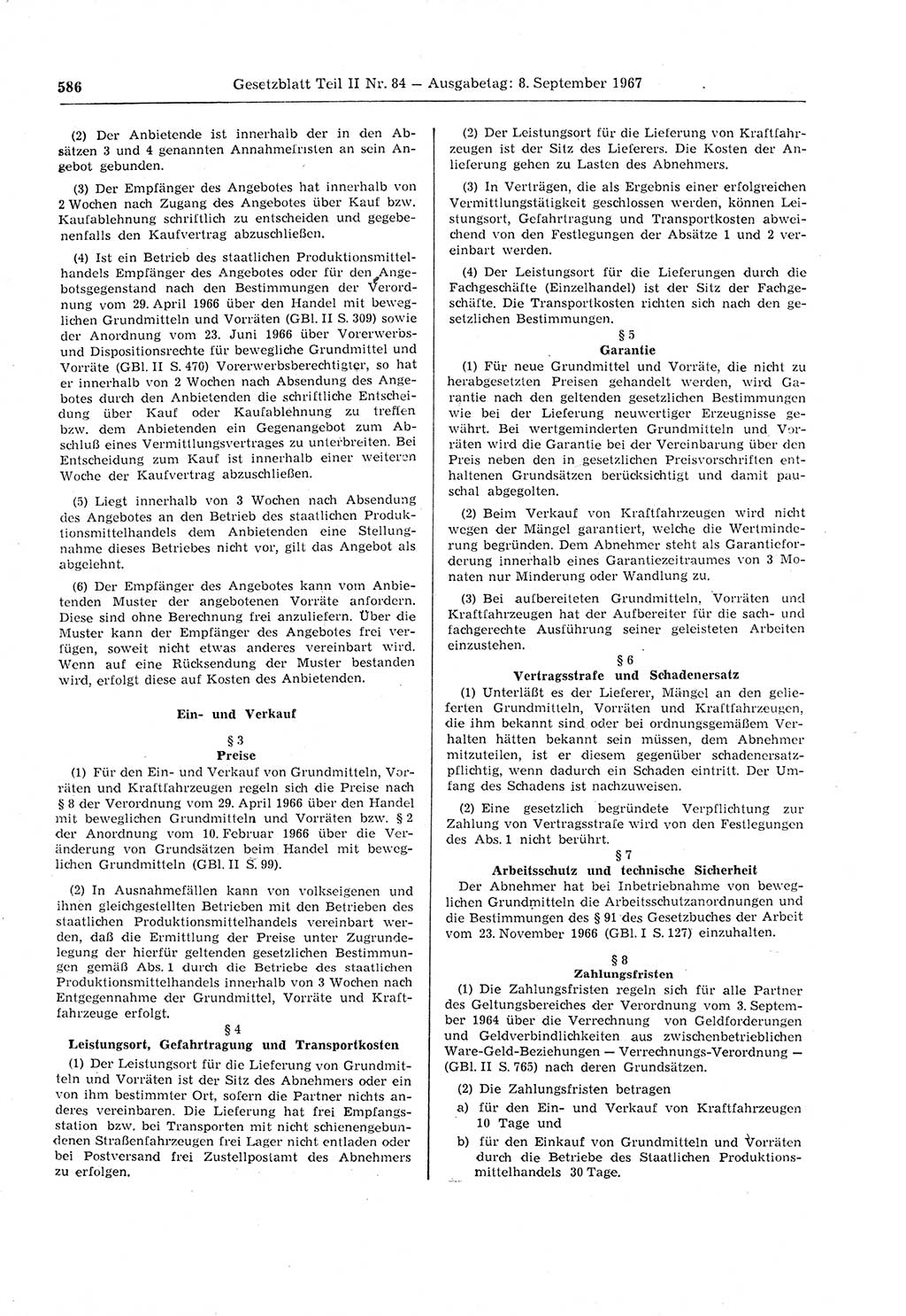 Gesetzblatt (GBl.) der Deutschen Demokratischen Republik (DDR) Teil ⅠⅠ 1967, Seite 586 (GBl. DDR ⅠⅠ 1967, S. 586)