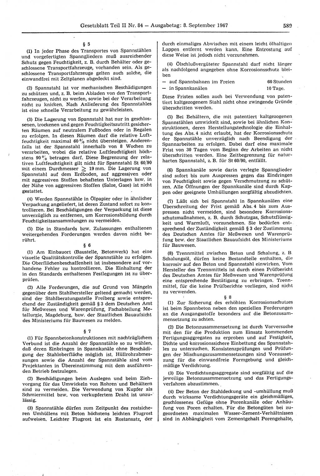 Gesetzblatt (GBl.) der Deutschen Demokratischen Republik (DDR) Teil ⅠⅠ 1967, Seite 589 (GBl. DDR ⅠⅠ 1967, S. 589)