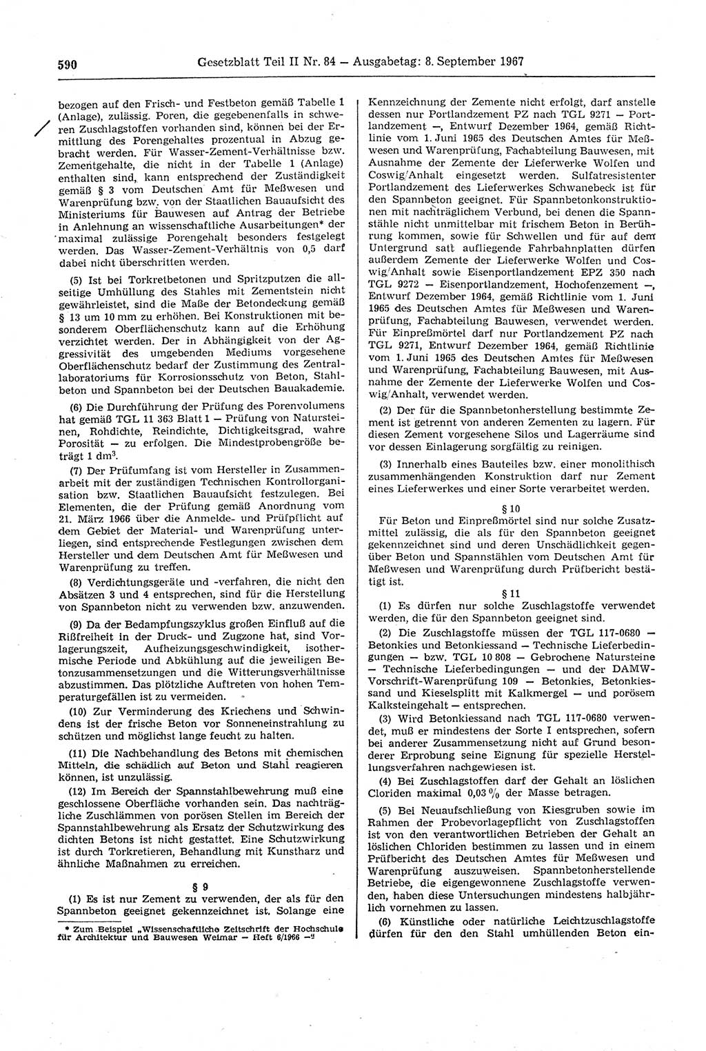 Gesetzblatt (GBl.) der Deutschen Demokratischen Republik (DDR) Teil ⅠⅠ 1967, Seite 590 (GBl. DDR ⅠⅠ 1967, S. 590)