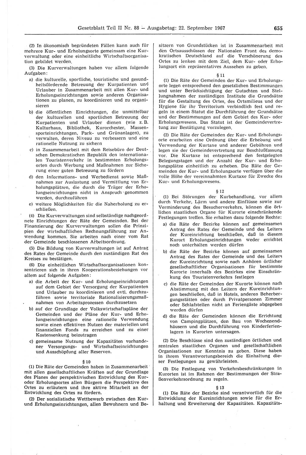 Gesetzblatt (GBl.) der Deutschen Demokratischen Republik (DDR) Teil ⅠⅠ 1967, Seite 655 (GBl. DDR ⅠⅠ 1967, S. 655)