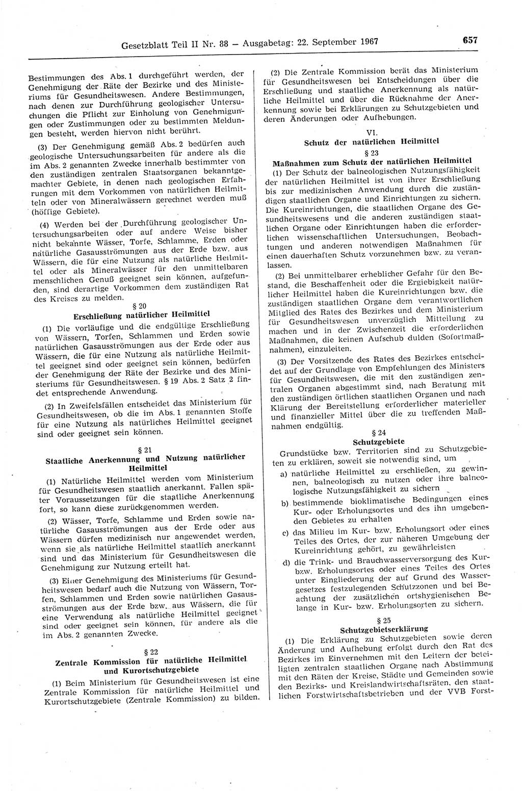 Gesetzblatt (GBl.) der Deutschen Demokratischen Republik (DDR) Teil ⅠⅠ 1967, Seite 657 (GBl. DDR ⅠⅠ 1967, S. 657)