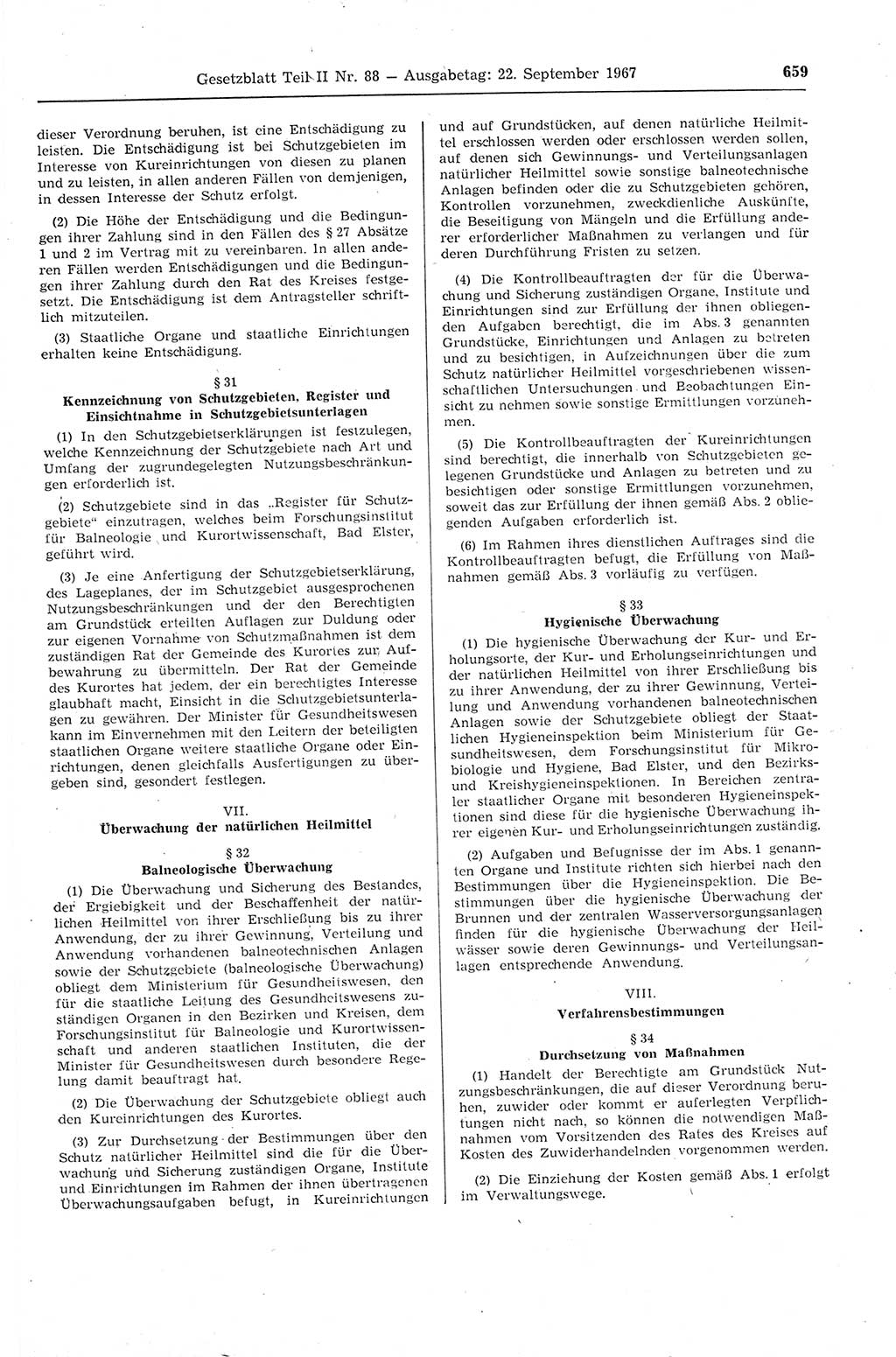 Gesetzblatt (GBl.) der Deutschen Demokratischen Republik (DDR) Teil ⅠⅠ 1967, Seite 659 (GBl. DDR ⅠⅠ 1967, S. 659)