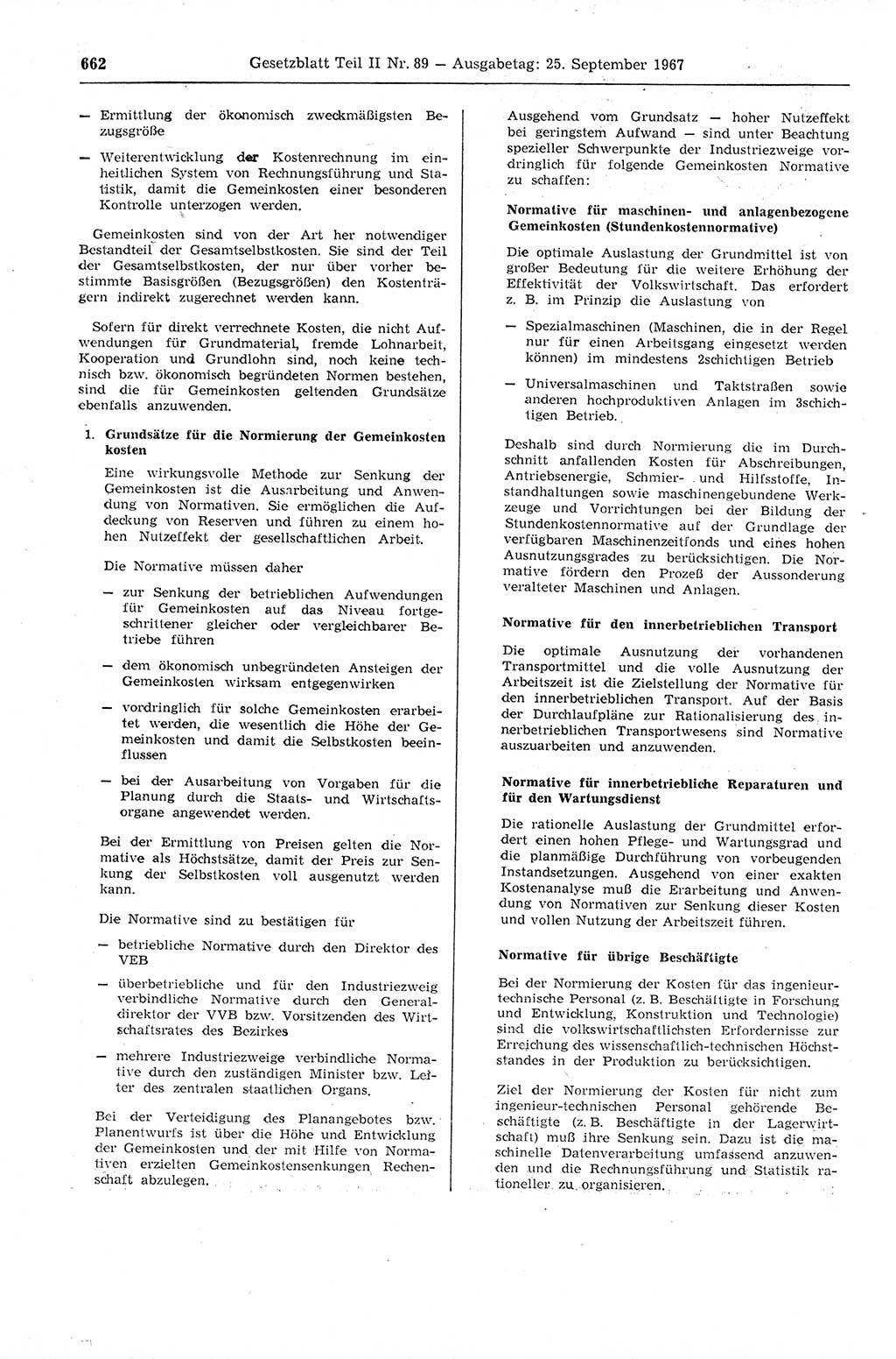Gesetzblatt (GBl.) der Deutschen Demokratischen Republik (DDR) Teil ⅠⅠ 1967, Seite 662 (GBl. DDR ⅠⅠ 1967, S. 662)