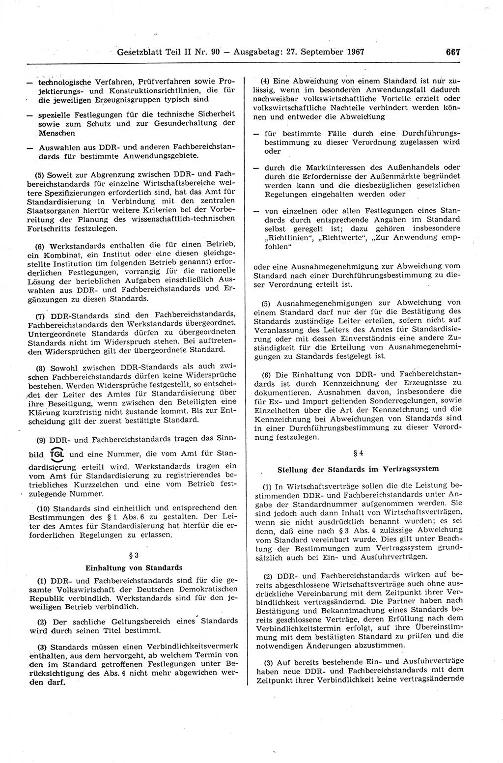 Gesetzblatt (GBl.) der Deutschen Demokratischen Republik (DDR) Teil ⅠⅠ 1967, Seite 667 (GBl. DDR ⅠⅠ 1967, S. 667)