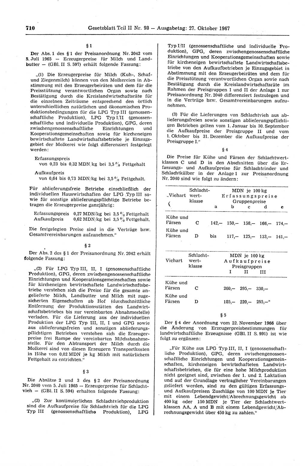 Gesetzblatt (GBl.) der Deutschen Demokratischen Republik (DDR) Teil ⅠⅠ 1967, Seite 710 (GBl. DDR ⅠⅠ 1967, S. 710)